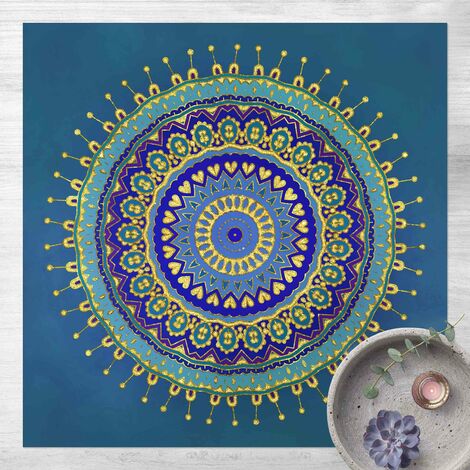 Tappeti in vinile - Mandala in blu e oro - Quadrato 1:1 Dimensione HxL:  40cm x 40cm