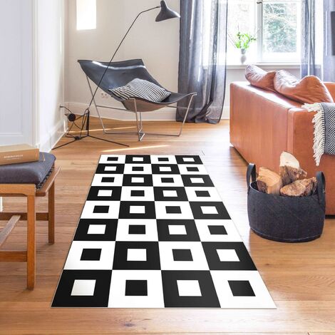 Tappeti in vinile - Trama geometrica di quadrati bianco e nero - Verticale  2:1 Dimensione HxL: 80cm