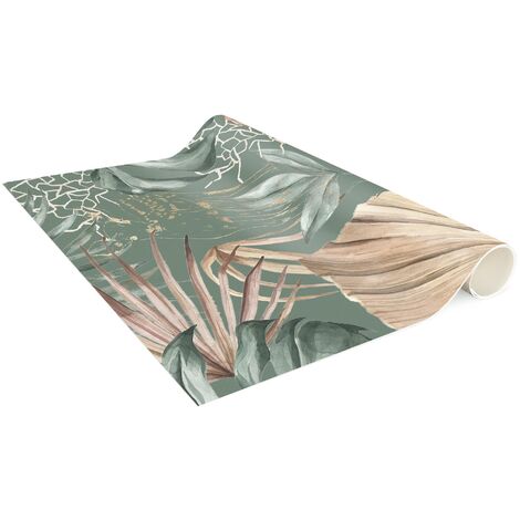 Tappeti in vinile - Grandi foglie con rose su sfondo verde - Verticale 2:1  Dimensione HxL: 80cm