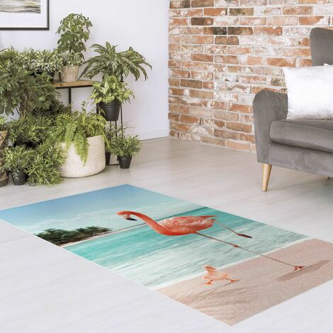 Tappeti in vinile - Spiaggia con fenicotteri - Verticale 2:1 Dimensione  HxL: 80cm x 40cm