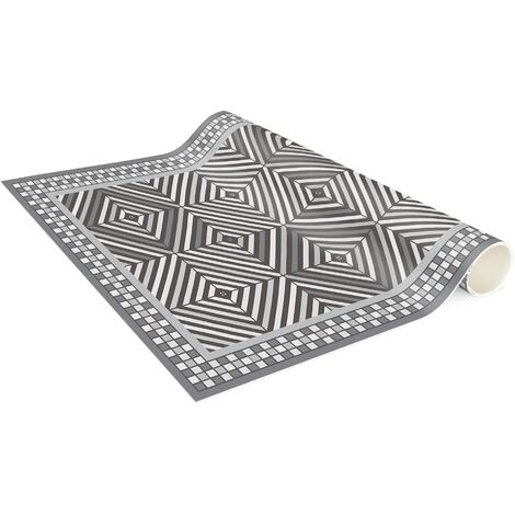 Tappeti in vinile - Piastrelle geometriche vortice grigio con cornici di  mosaico sottili - Pannello Dimensione HxL: 90cm