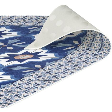 Tappeti in vinile - Piastrelle marocchine in acquerello blu con cornice di  mattonelle - Pannello Dimensione HxL: 90cm x 30cm