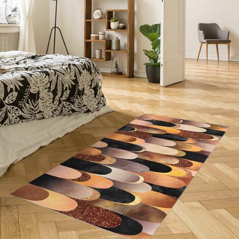 Tappeto moderno geometrico astratto arancione scuro con motivo naturale con  foglie, 50 x 80 cm, per soggiorno e camera da letto : : Casa e  cucina