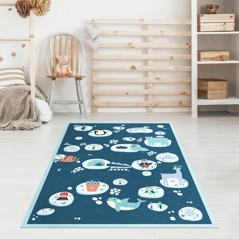 Tappeto per bambini, tappeto da gioco per le camere dei bambini, zoo con  tigre, orso, leone, colorato, Dimensione:100x200 cm