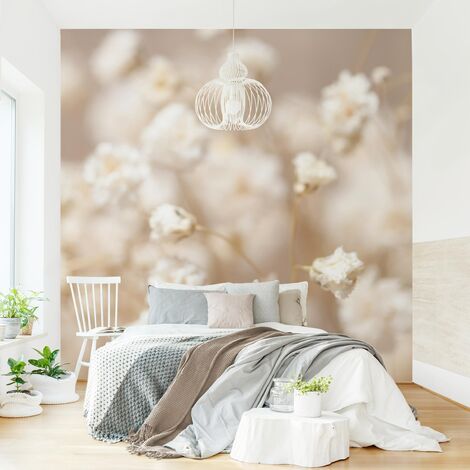 Carta da parati - Sogno floreale in crema Dimensione HxL: 192cm x 192cm  Materiale: Smart