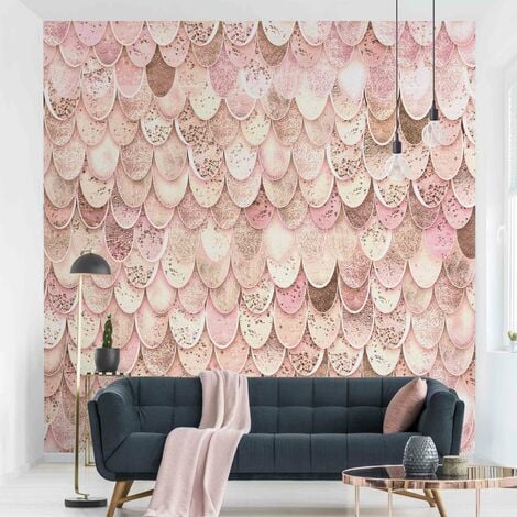 Carta da parati - Magia di sirene in oro rosa Dimensione HxL: 192cm x 192cm  Materiale: Smart