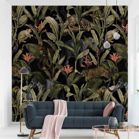 Carta da parati - Notte tropicale con leopardo Dimensione HxL: 192cm x  192cm Materiale: Smart