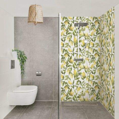 Rivestimento per doccia - Limoni profumati con foglie Dimensione HxL: 2 x  190x80cm Materiale: Pellicola rigida Smart
