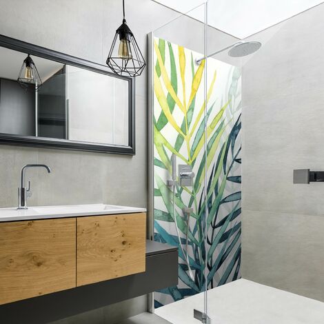 MICASIA Rivestimento per doccia - Fogliame tropicale - Palma Dimensione HxL: 1 x 210x90cm Materiale: Pellicola rigida Smart Lucida 0,32 mm