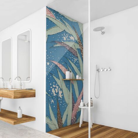 Rivestimento per doccia - Foglie galleggianti giapponesi Dimensione HxL: 1  x 190x80cm Materiale: Pellicola rigida Smart Lucida