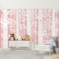 Carta da parati Premium - Alberi In Rosa Foresta - Orizzontale Dimensione  HxL: 190cm x 288cm Tessuto non