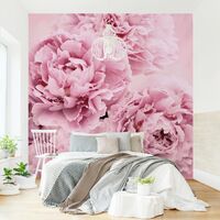 Carta da parati adesiva - Illustrazione floreale di rose vintage XXL -  Formato quadrato Dimensione HxL: 192cm x