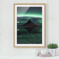 Poster con cornice - Aurora In Iceland Dimensione HxL: 24cm x 18cm, Colore  cornice: Rovere