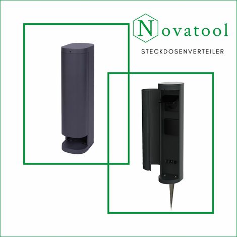 Novatool Gartensteckdose 4x Steckdosenverteiler 2-fach Anthrazit, 4-St
