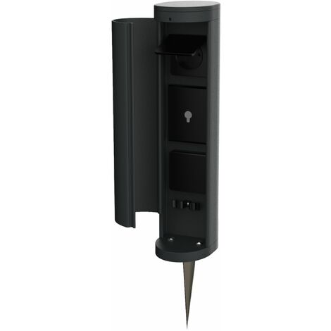 Novatool Gartensteckdose 1x Gartensteckdose Funk 3-fach Anthrazit SMART WIFI APPmit Erdspieß Steckdosenleiste, Montageplatte, Dübel und Schrauben, Erdspieß