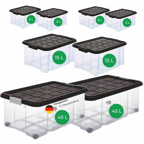 Novatool Aufbewahrungsbox Aufbewahrungsbox mit Deckel 2x45 L + 2x 15L + 4x 5L (1/5)