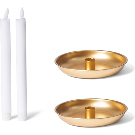 2x Novaliv Standkerzenhalter Stabkerzenhalter 2 x 15cm Gold (1/4)