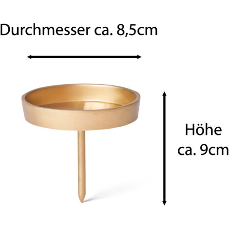 4x Novaliv Kerzenständer Kerzenpick, Kerzenpin, Kerzenhalter, 4x Flach 9 cm Gold