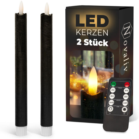 2x Novaliv LED Kerze Echtwachskerzen Schwarz (1/5)