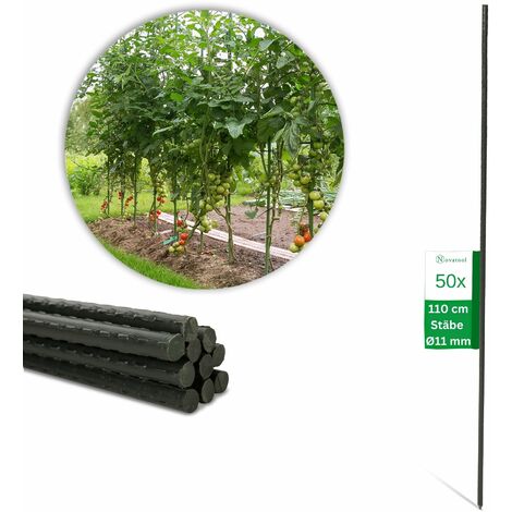 50x Novatool Spaliere 50 Pflanzstäbe 110 cm 11mm Durchmesser aus kunststoffummantelten Metall Rankhilfe Tomatenstäbe (1/5)