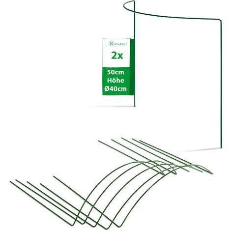 2x Novatool Strauchstützen 2 Strauchstützen halbrund 50x40x15 cm 5,5mm Ø Staudenhalter Blumenhalter Rankgewächs Buschstütze Pflanzenstütze Blumenstütze