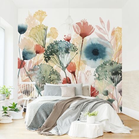 Papel pintado adhesivo - Wild Flowers In Summer I - Mural cuadrado  Dimensión LxA: 192cm x 192cm