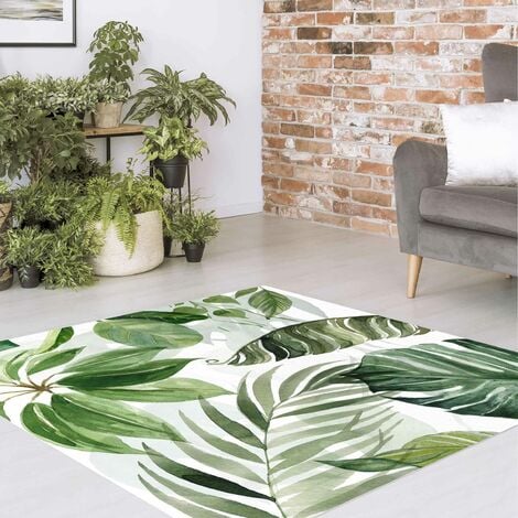 Alfombras vinílicas - Watercolour Tropical Leaves And Tendrils - Cuadrado  1:1 Dimensión LxA: 40cm x 40cm
