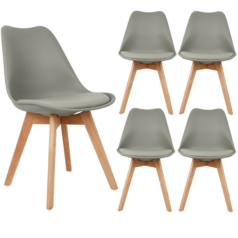 Lot de 4 chaises scandinaves en simili cuir et métal