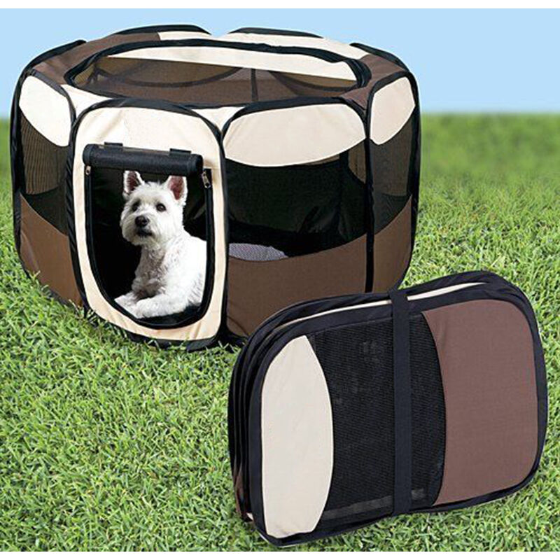 Enclos pliable pour animaux parc chien et chat, SDLOGAL, 2 Compartiments,  165 x111x47cm, Facile à assembler 