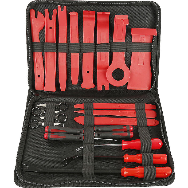 Kit outils plastique 4 pieces anti rayure pour demontage clips tableau de bord 