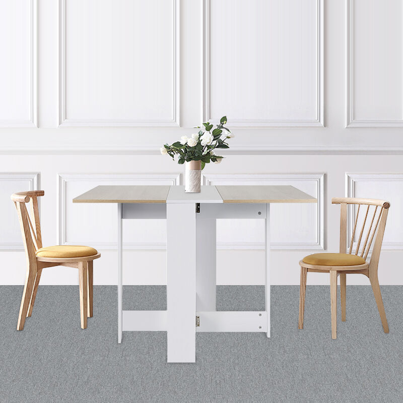 Table Pliante, Table De Dîner De Cuisine, Table Rectangle en Bois Abattant  avec Support De Rangement Et 2 Tiroirs, pour Petit Espace Table À Manger