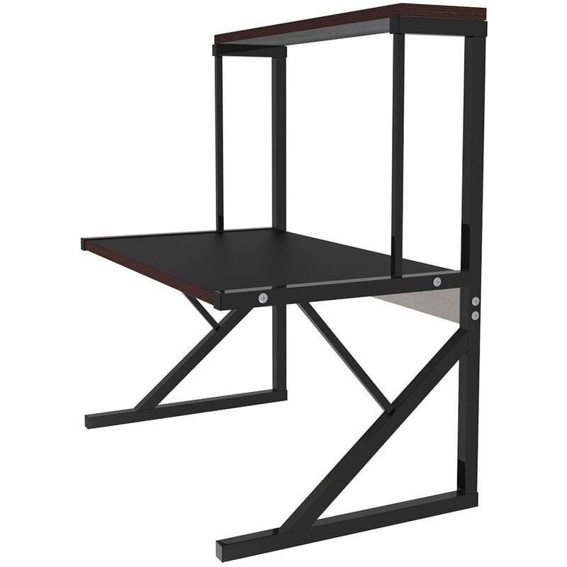 Meuble De Cuisine étagère De Rangement îlot Support Four Micro-ondes Avec 3 étagères Ouvertes 6 Crochets 80 X 40 X 90 Cm Style Industriel Marron Rustique Et Noir Helloshop26 12 0003135