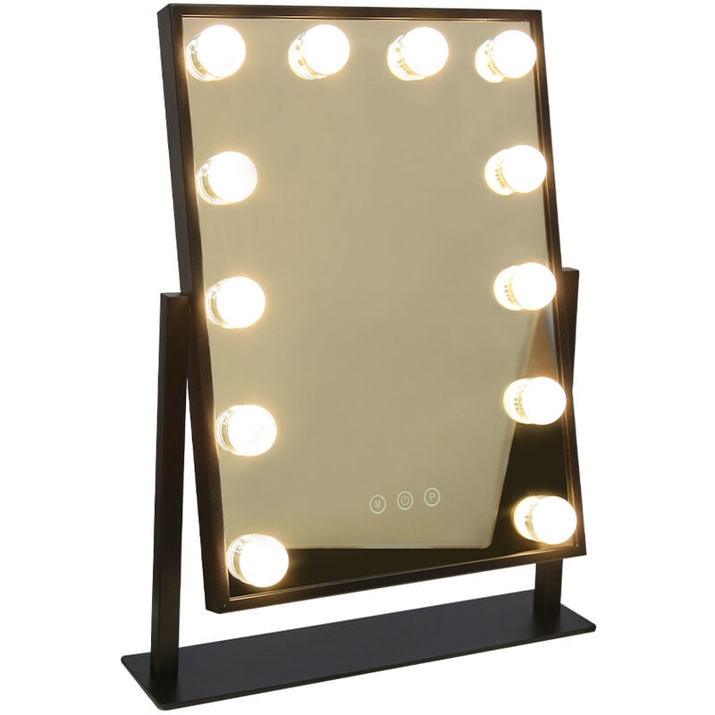 Dripex Miroir Maquillage Lumineux, 40 x 52 cm, Miroir LED 14 Lumières Miroir  Hollywood Miroir Coiffeuse Contrôle Tactile, 3 Modes Luminosité Réglable,  sur Mur ou Table pour Chambre - Blanc : : Beauté et Parfum