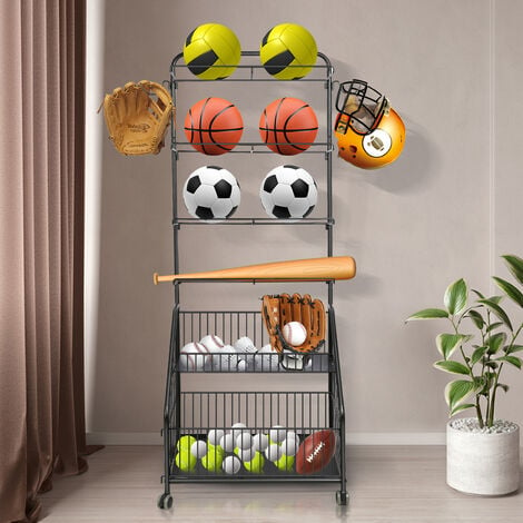 Support de stockage de basket-ball, 6 niveaux Présentoir vertical
