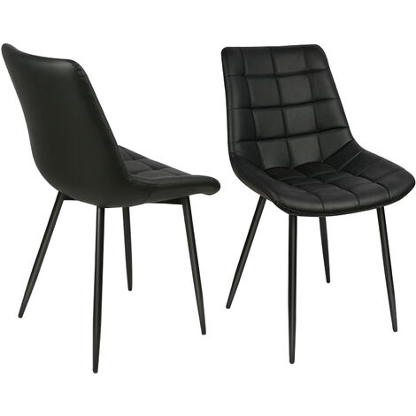 SiFree®Lot de 2 Chaise de salle à manger, Chaise en cuir PU, Pieds en métal, Chaise rembourrée, Avec dossier, Convient pour la cuisine, le salon Noir (1/5)