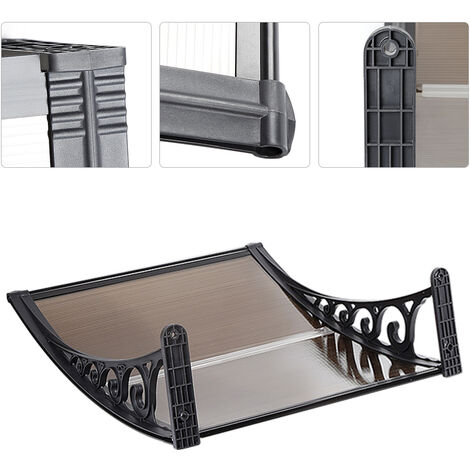 Sifree – Auvent de porte d'entrée 100x100cm – Polycarbonate anti-UV – Protection pluie et neige – Installation facile pour murs béton