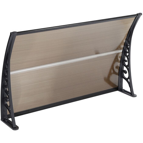 Sifree – Marquise de porte en polycarbonate 100x150 cm – Protection anti-UV et anti-pluie – Installation rapide sur murs en béton