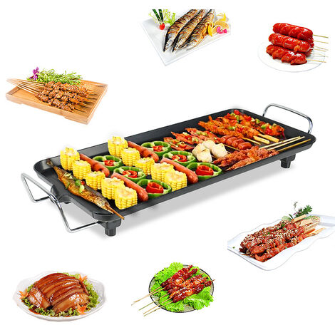 Plancha électrique 68x28cm, Plancha électrique extérieur inox, 1355w Plancha électrique extérieur a pied, Facile à nettoyer, Contrôle intelligent de la température