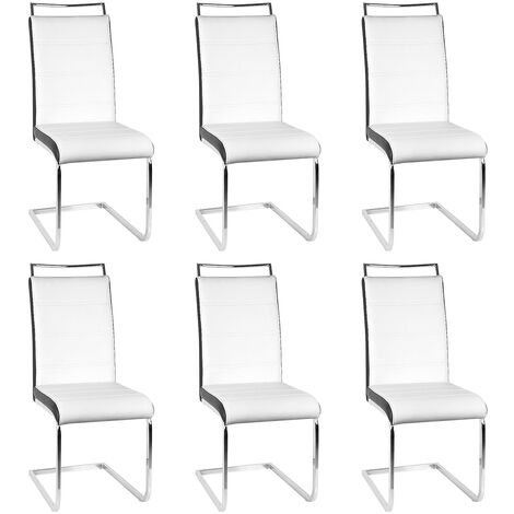 Lot de 6 Chaise de Salle Ă Manger Chaises de Maison en Forme d'arc Ă Dossier Unique pour Cuisine/Salle Ă Manger/Jardin (Blanc-Noir, 6) (1/5)