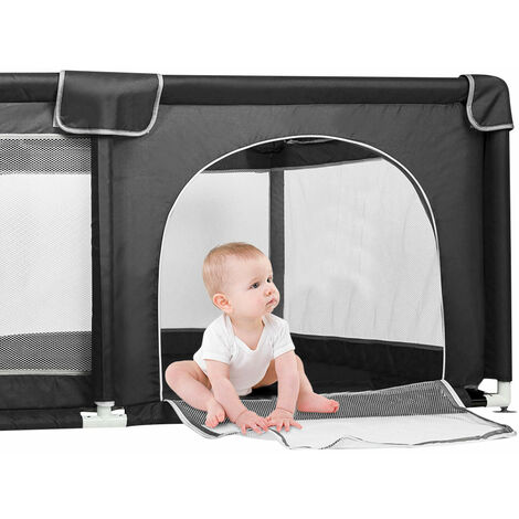 Parc Bébé Modulable XXL 180x150x66 Cm – Tissu Oxford Résistant, Pliable Avec Sac De Rangement, Gris Foncé/Noir – Idéal Pour Jeux Et Activités Parent-Enfant
