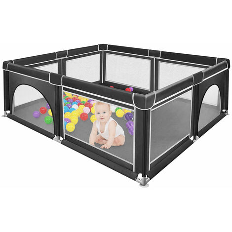 Parc Bébé XXL Avec Tapis Et 50 Balles - Parc Enfant Sécurité Filet Respirant & Ventouses