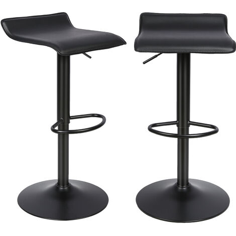Tabouret Bar Noir Lot de 2, Tabouret Cuisine Reglable en Hauteur et Pivotant Chaise de Bar, avec Siège en Similicuir (1/5)