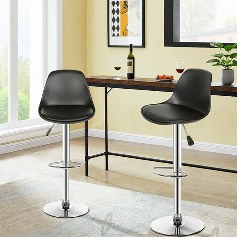 Lot De 2 Tabourets De Bar Hauts JYMTOM - Chaise Bar Velours Orange Avec Dossier Et Repose-Pieds, Charge 120kg
