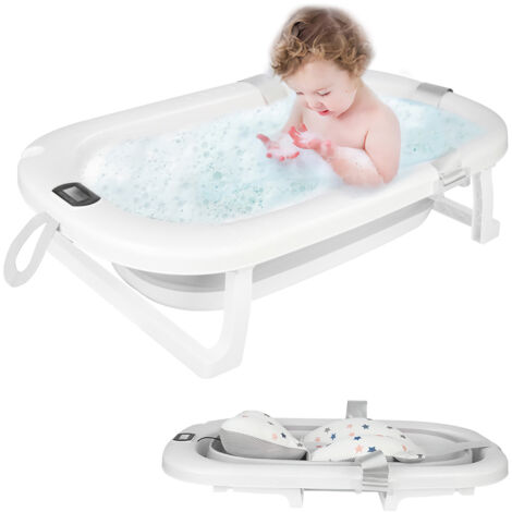 Baignoire bébé avec écran  tapis confortable, baignoire bébé pliable, 80x50x23cm