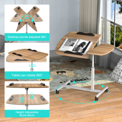 Bureau d'ordinateur relevable, table d'appoint de salon portable, table d'étude en bois, bureau simple, 60x40x62-97cm (1/5)