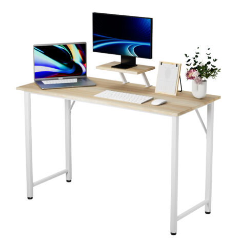 Bureau Multifonction Moderne avec Support Écran Intégré - Plateau Bois & Structure Métallique Robuste (100x50x75cm), Table d'Étude pour Adolescents/Bureau/Téléphonie - Design Épuré & Gain de Place (1/5)