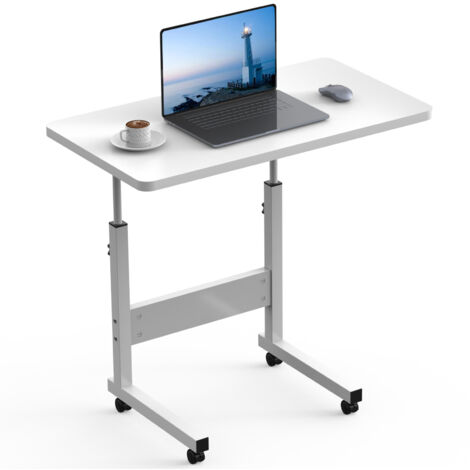 Table pour Ordinateur Portable Réglable en Hauteur (60x40x69-90cm) - Plateau Durable avec Roulettes Blocables, Bureau Ambulant Multifonction pour Canapé/Bureau à Domicile - Design Moderne & Gain de Pl (1/5)
