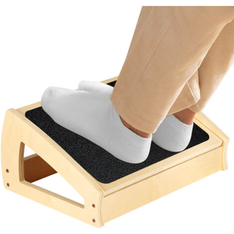 Repose-pieds de bureau ergonomique en bois, Réglable 4 positions (7.8-17.8cm)  Double usage bureau & sanitaire  Surface antidérapante