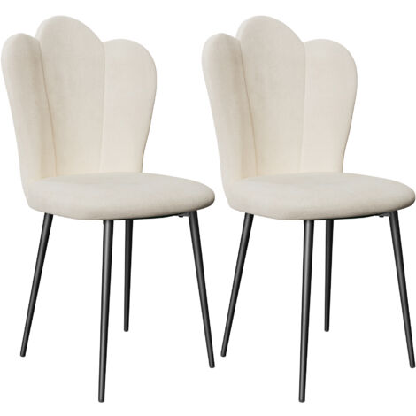 2 chaises de salle à manger à dossier haut en velours, chaise de cuisine rembourrée blanche, chaise de conférence ergonomique, charge maximale 130 kg (1/5)