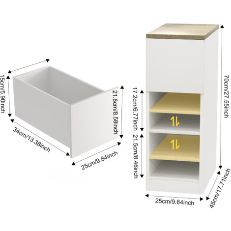 Armoire de Bureau SucceBuy, avec 3 Tiroirs en Tissu et 2 Étagères